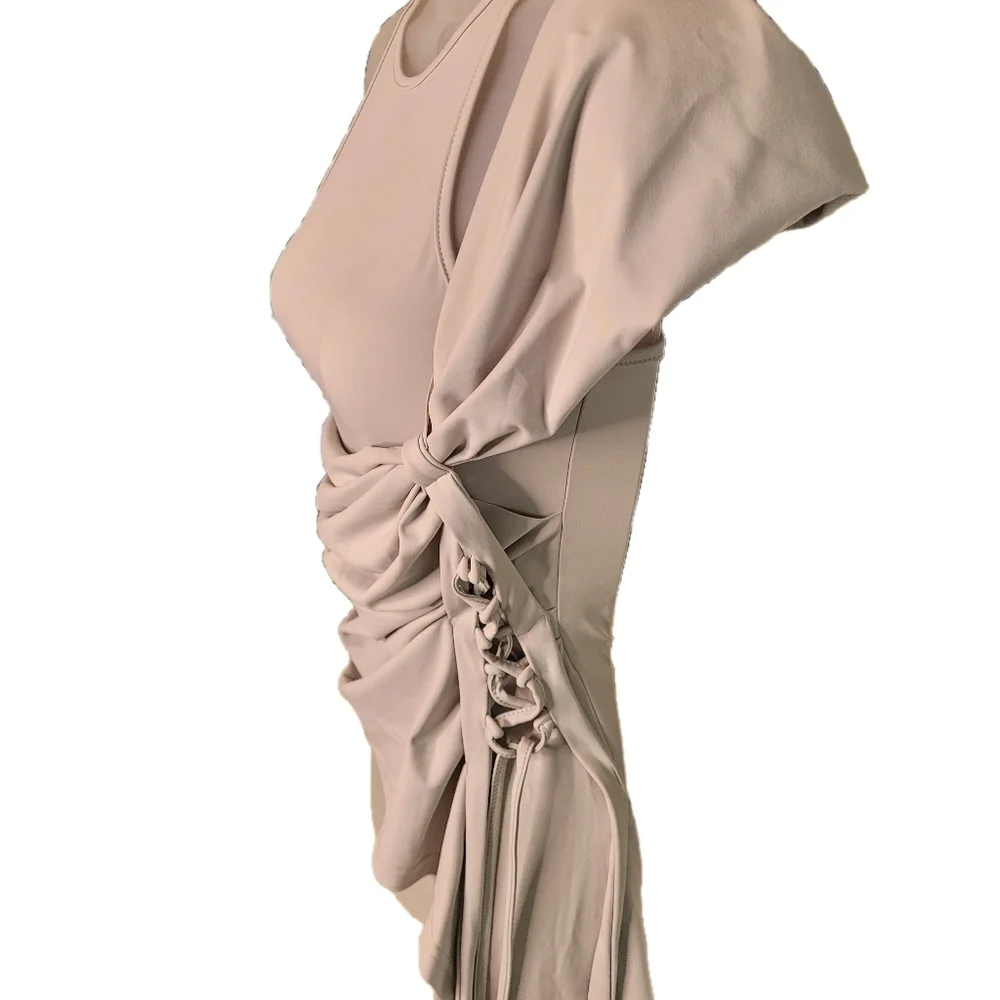 Medusa Lt Gray Sleeveless Top With Twist Tie On Side Assymetrica Stretchy XS - Picture 3 of 4